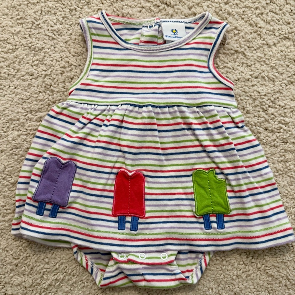 Florence Eiseman Striped Baby Dress with popsicle applique